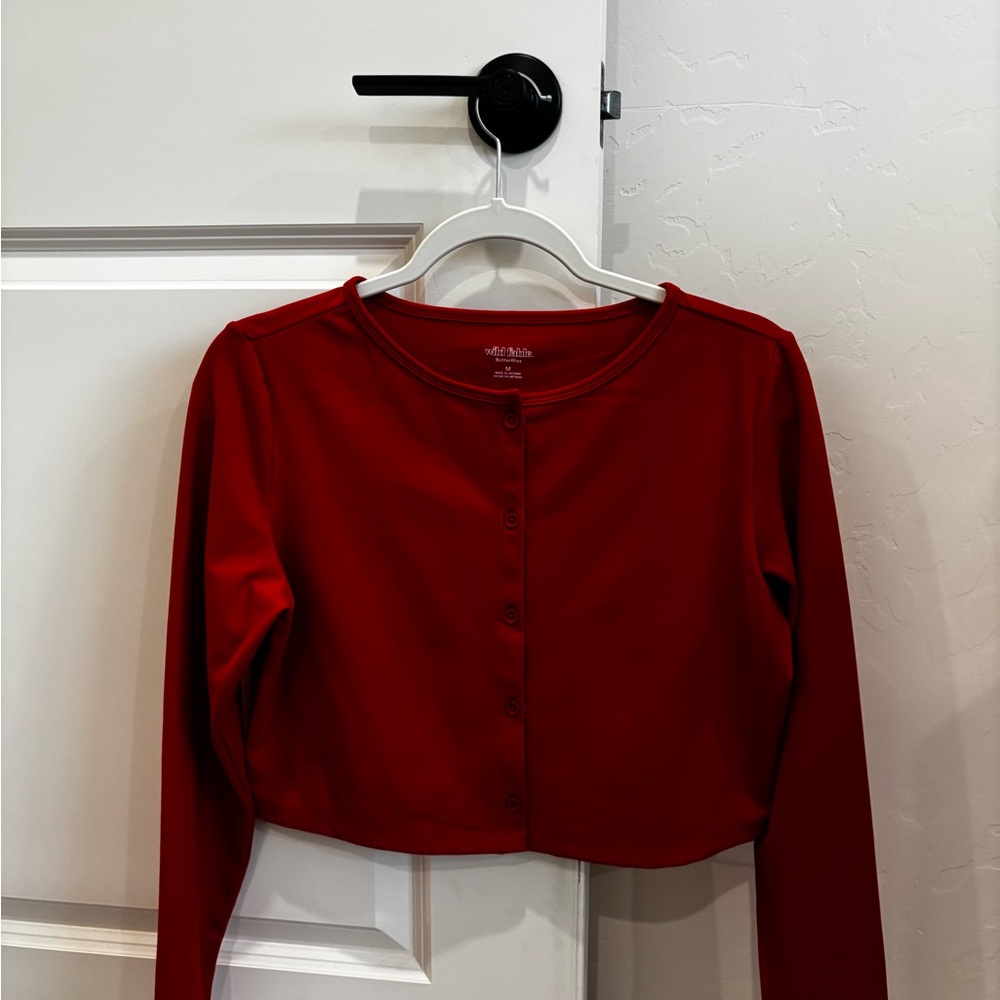 Bright Red Cropped Sweater